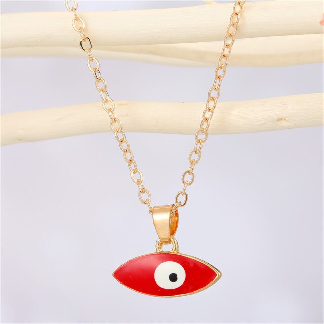 Vintage Turkish Evil Eye Pendant Choker Necklace Lucky Blue Evil Eyes Clavicle Chain Necklace Party Jewelry For Women Girls Gift - Style 23