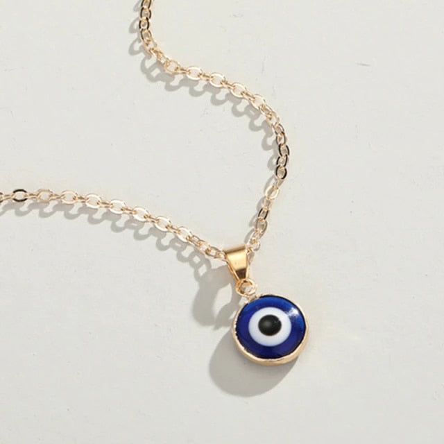 Vintage Turkish Evil Eye Pendant Choker Necklace Lucky Blue Evil Eyes Clavicle Chain Necklace Party Jewelry For Women Girls Gift - Style 25