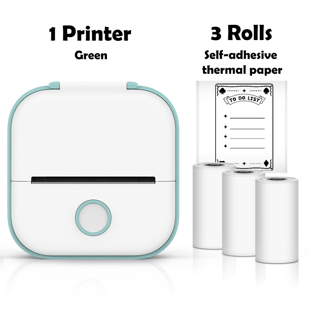 Phomemo T02 Portable Mini Wireless Thermal Pocket Printer Self-adhesive Stickers Use for DIY,Journal Sticker impresora portÃ¡til - Green B / CN