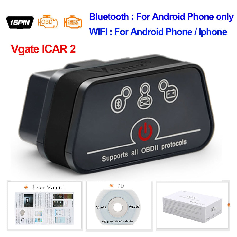 Vgate iCar2 obd2 bluetooth scanner ELM327 V2.2 obd 2 wifi icar 2 car tools elm 327 for android/PC/IOS code reader free shipping - China / Type 2 / ICAR2 WIFI