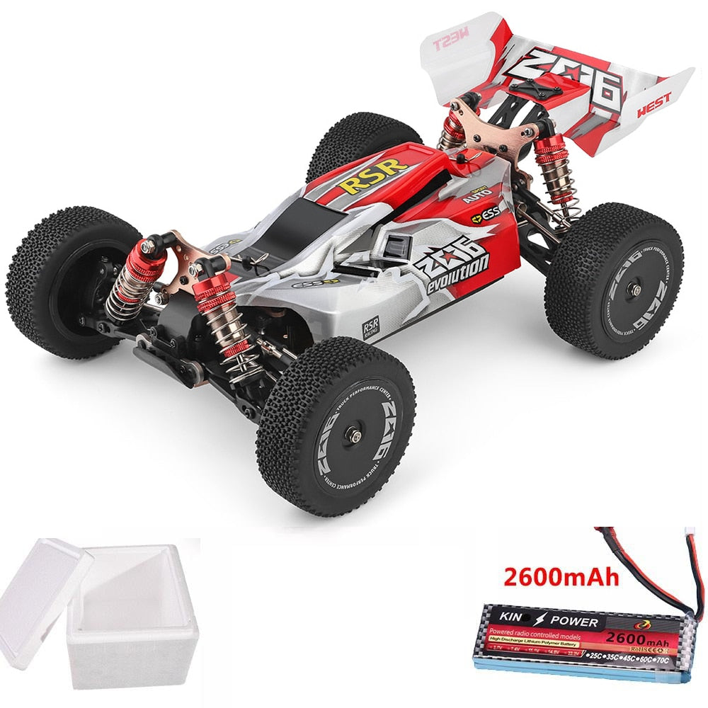 Wltoys 144001 1/14 2.4G 4WD High Speed Racing RC Car Vehicle Models 60km/h Two Battery Toy Gift Kid Remote Control Machine - Red 1 Battery / United States