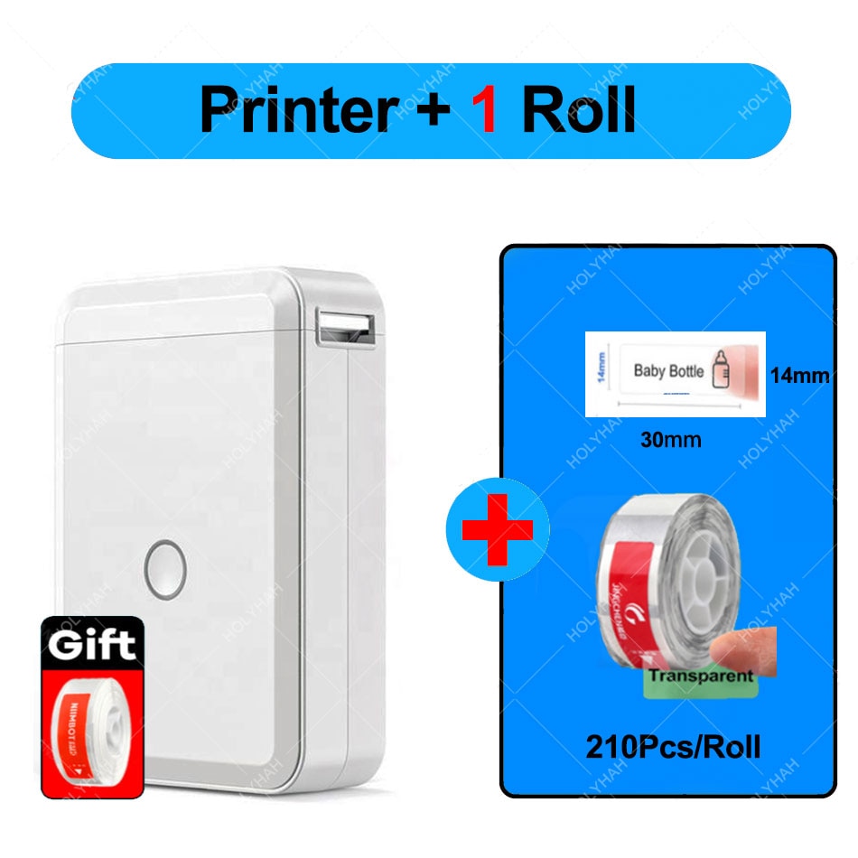 NiiMbot D110 Portable Label Maker Wireless Label Printer Tape Included Multiple Templates Available for Phone  Office Home - D110 Transparent L / China