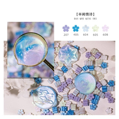 Mixed Glitter Sakura Wax Seal Stamp Beads DIY Cherry Blossom Sealing Bead Stamps Envelope Wedding Art Hobby Card Gift Invitation - E