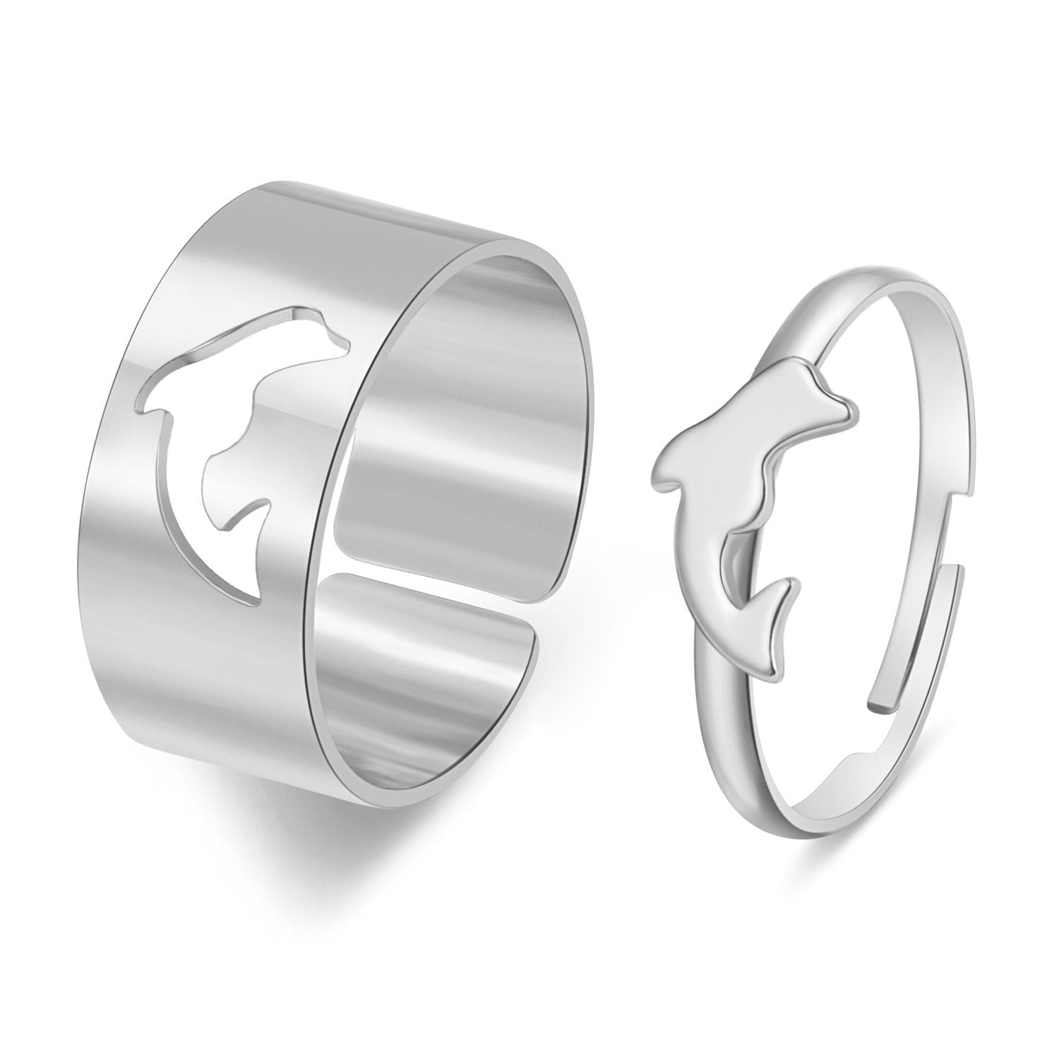 LATS Vintage Simple Animal Butterlfly Star Moon Heart Flame Open Rings for Women Girls Gothic Jewelry Punk Black Couple Ring Set - 99474