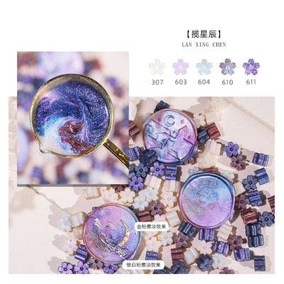 Mixed Glitter Sakura Wax Seal Stamp Beads DIY Cherry Blossom Sealing Bead Stamps Envelope Wedding Art Hobby Card Gift Invitation - I