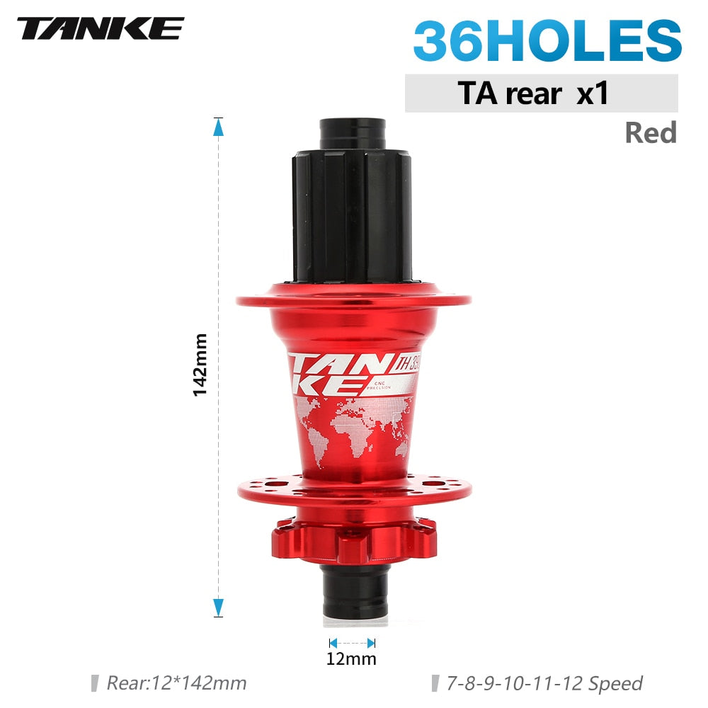 TANKE 32 36 holes MTB bike hub 6 pawls 6 bearing 120 clicks cassette flywheel 7-12 speed 6 nail disc brake hubs bicycle parts - 34 36H TA R red / China