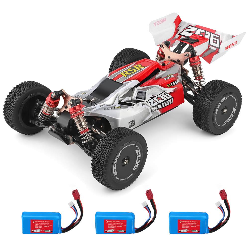 Wltoys 144001 1/14 2.4G 4WD High Speed Racing RC Car Vehicle Models 60km/h Two Battery Toy Gift Kid Remote Control Machine - Red 3 Batteries / Australia