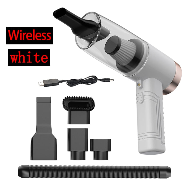 Handheld Wireless Car vacuum cleaner PortableHigh Powerful Cyclone auto vacume cleaner Wet And Dry Cleaner for Car Home Pet Hair - Russian Federation / Wireless model white
