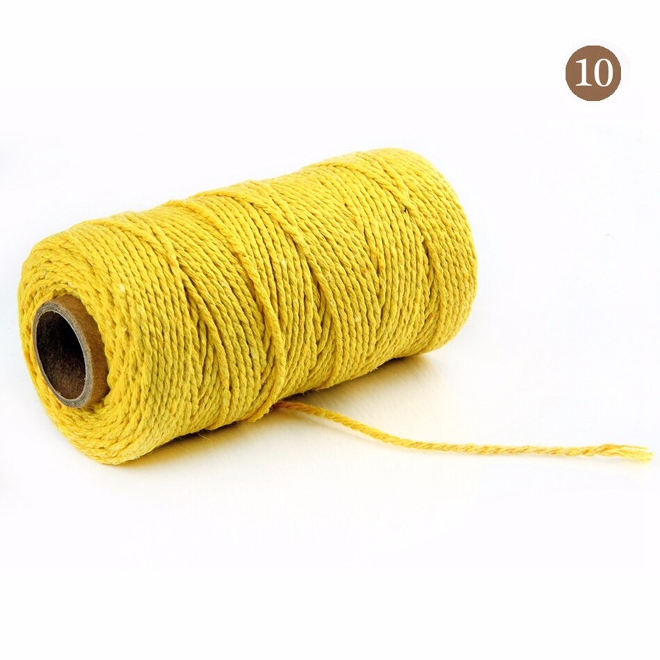 2mm 100M Colorful Thread Cord Handmade Crafts DIY Beige Twisted Cotton Macrame Cord Twine Rope String Home Textile Decoration - 10 Yellow