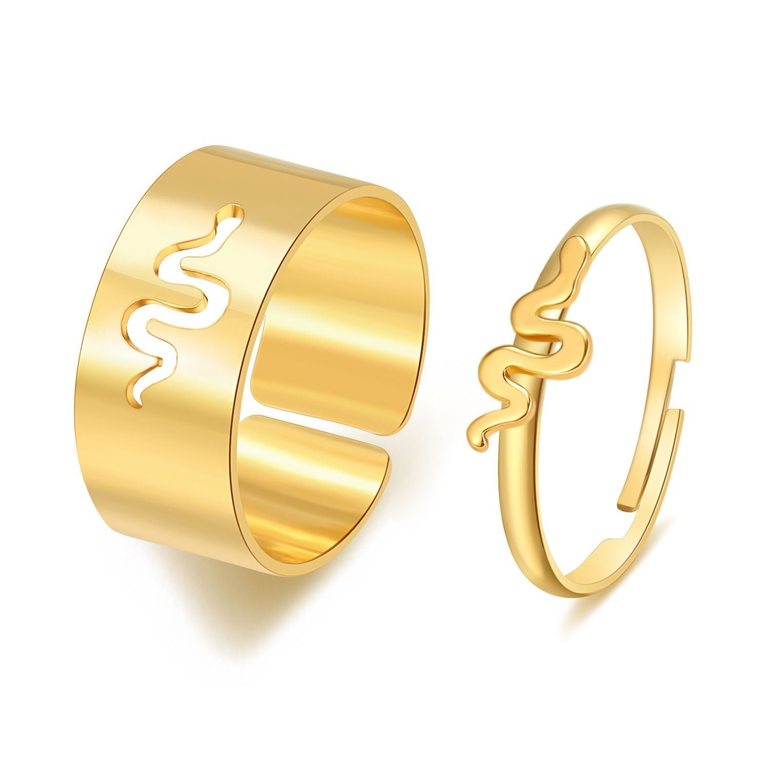LATS Vintage Simple Animal Butterlfly Star Moon Heart Flame Open Rings for Women Girls Gothic Jewelry Punk Black Couple Ring Set - 99487