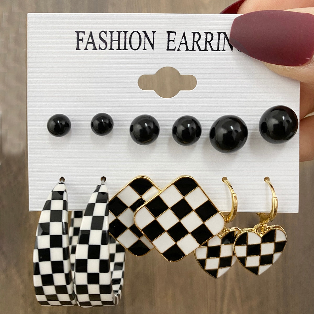 Vintage Geometry Pearl  Earring Set Heart Leopard For Women Girls Hoop Earrings Gold Color Metal Square Round  Party Jewelry - 5562901