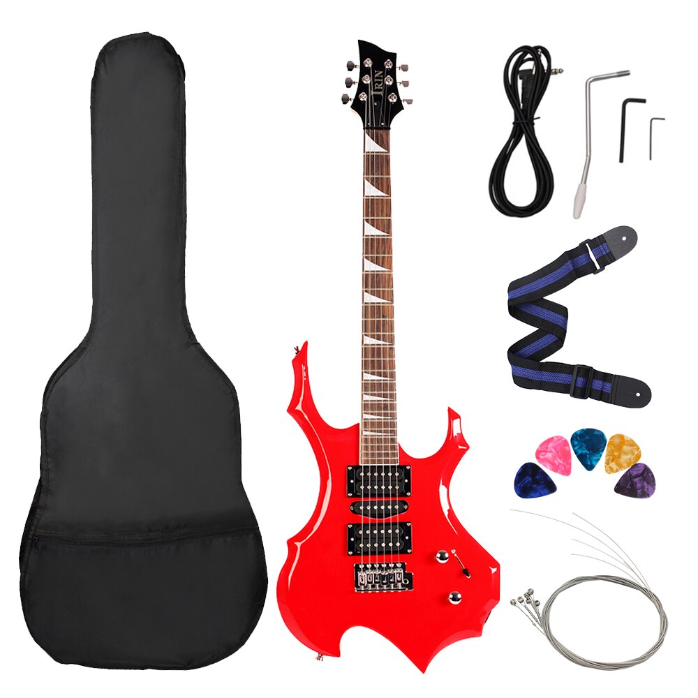 24 Frets 6 Strings Electric Guitar Maple Body Electric Guitar Guitarra With Bag Speaker Necessary Guitar Parts & Accessories - Red Set 1 / CN