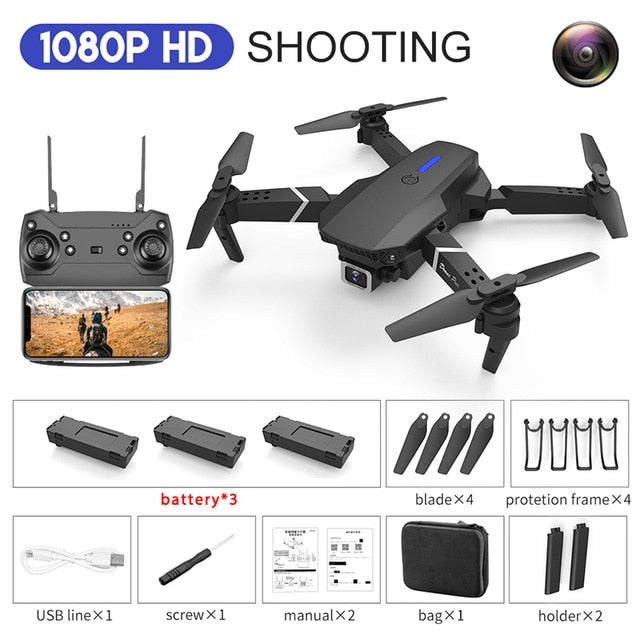 2021 NEW Drone 4k profession HD Wide Angle Camera 1080P WiFi fpv Drone Dual Camera Height Keep Drones Camera Helicopter Toys - 1080P-3Battery / Russian Federation