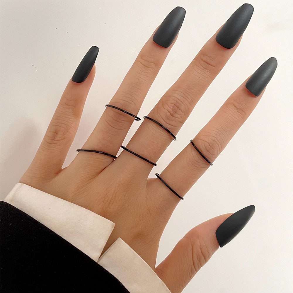 Hiphop Vintage Rings Set for Women Men Aesthatic Retro Punk Silver Plated Heart Flower Butterfly Chain Finger Ring Jewelry 2022 - No.52 55080