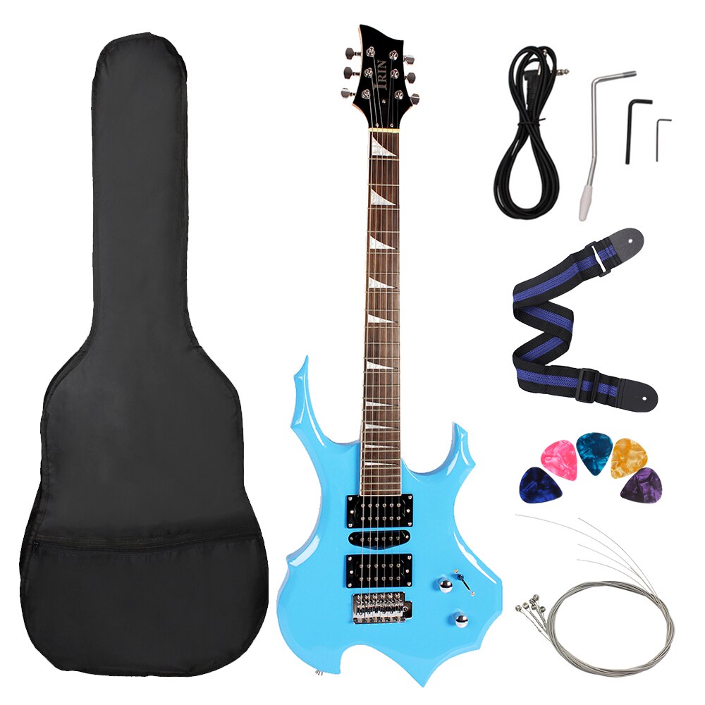 24 Frets 6 Strings Electric Guitar Maple Body Electric Guitar Guitarra With Bag Speaker Necessary Guitar Parts & Accessories - Blue Set 1 / CN