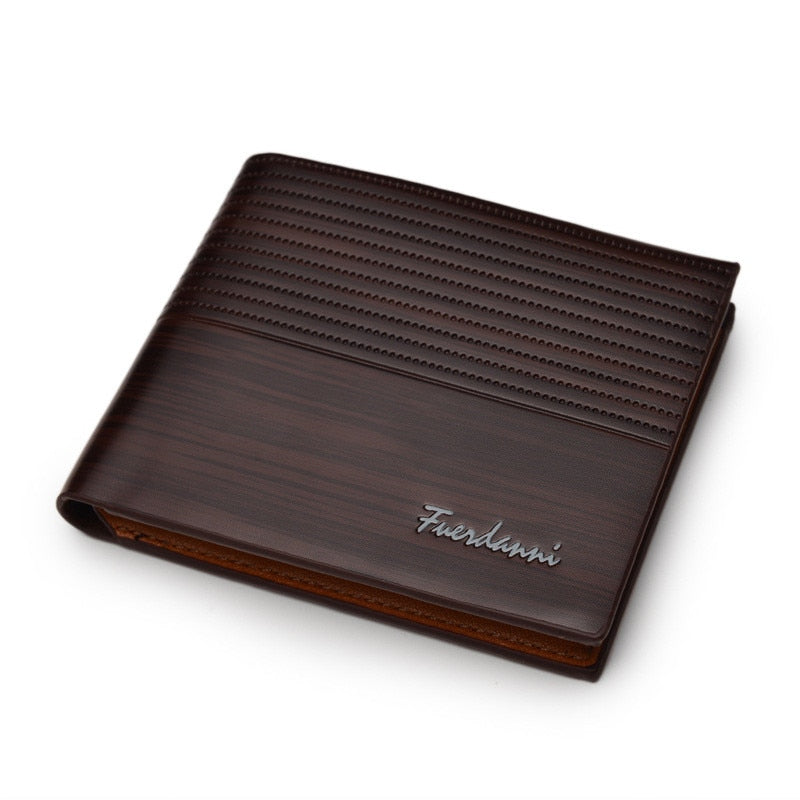 Vintage Men Leather Wallet Brand Luxury Short Slim Male Purses Money Clip Credit Card Holder Portomonee Carteria - DarkBrown