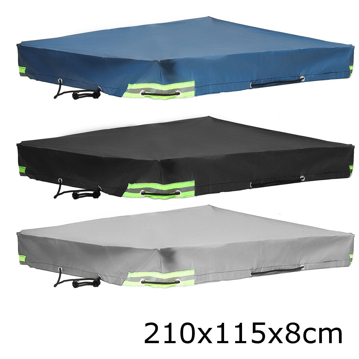150-260cm Winter 600D Trailer Cover Auto Roof Tent Heavy Duty PVC Dustproof Waterproof Protector Cover Travel Camping Canopy - 210x115x8cm / black / CN
