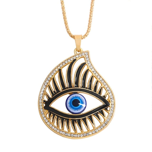 Vintage Turkish Evil Eye Pendant Choker Necklace Lucky Blue Evil Eyes Clavicle Chain Necklace Party Jewelry For Women Girls Gift - Style 5