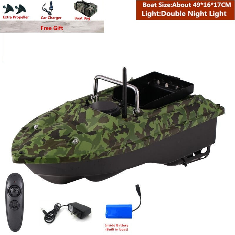 Smart Fixed Speed Cruise Radio Remote Control Fishing Bait Boat 1.5KG 500M Dual Night Light Lure Fishing RC Bait Boat Fishing - US Plug 1 Battery 2 / Russian Federation