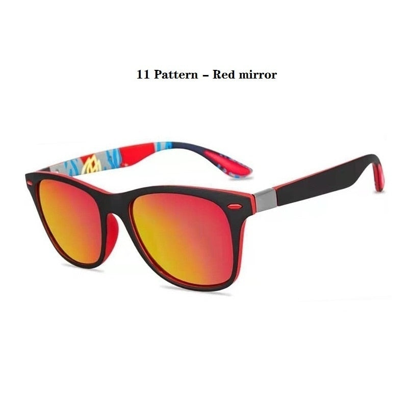 Fashion Vintage Sunglasses For Men Women Polarized Designer Sunglasses Man Square Retro Sun Glasses Driving Eyewear Shades UV400 - 11 Pattern - Red