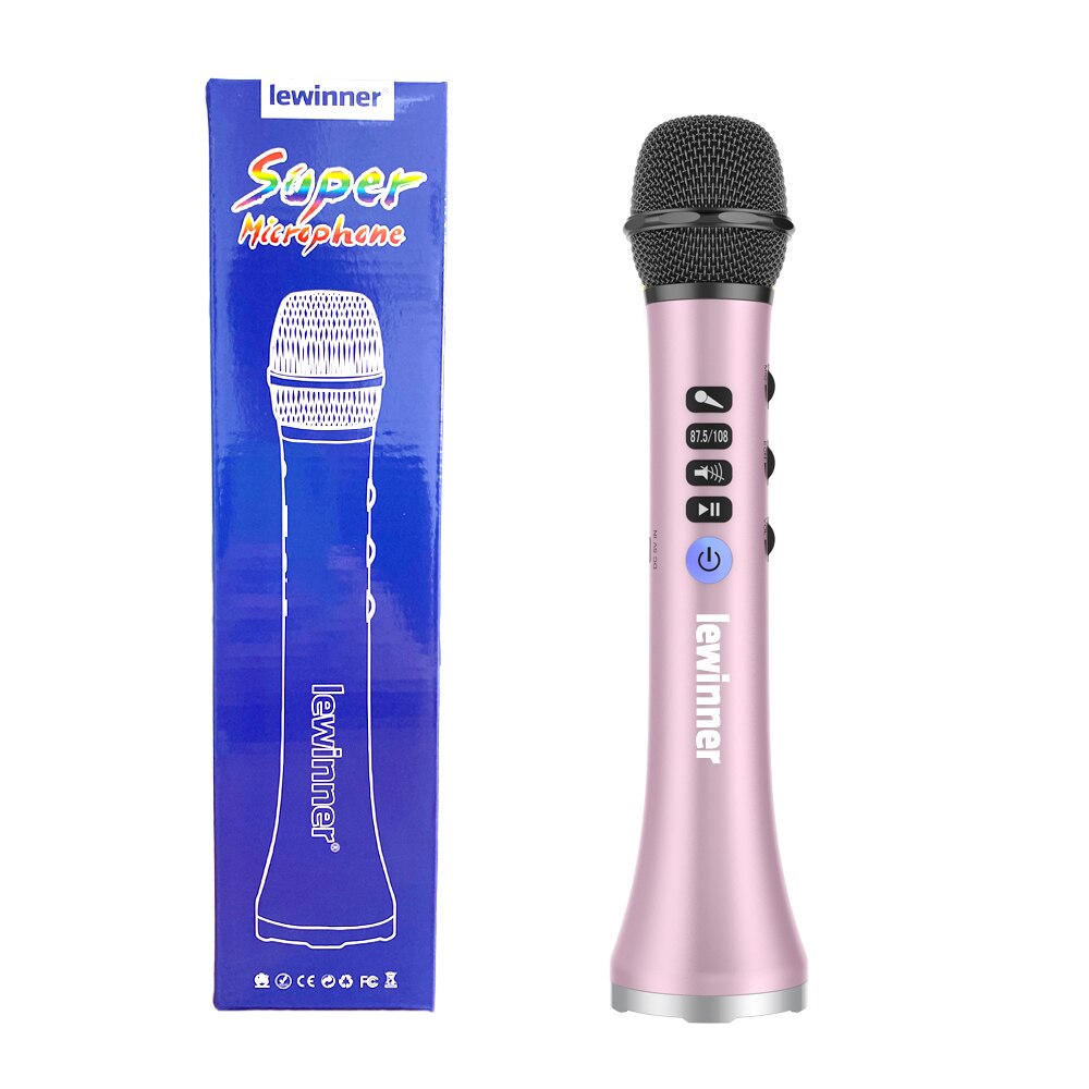 Lewinner Professional Karaoke Microphone Wireless Speaker Portable Bluetooth microphone for phone iphone Handheld Dynamic mic - China / pink