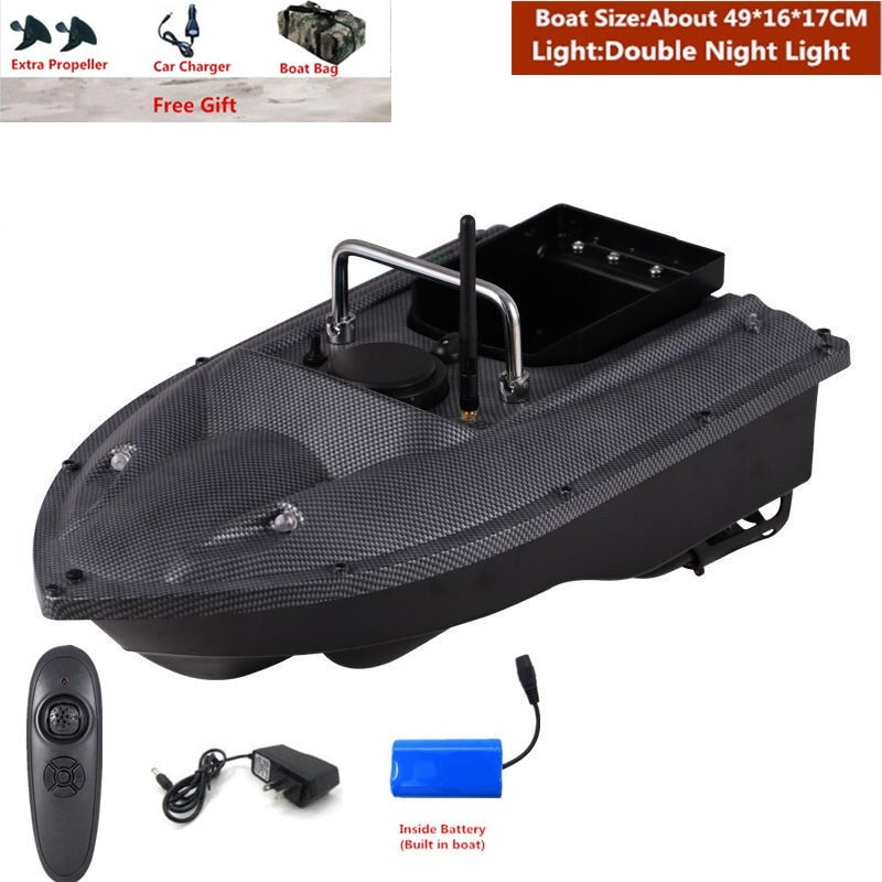 Smart Fixed Speed Cruise Radio Remote Control Fishing Bait Boat 1.5KG 500M Dual Night Light Lure Fishing RC Bait Boat Fishing - US Plug 1 Battery 1 / Russian Federation