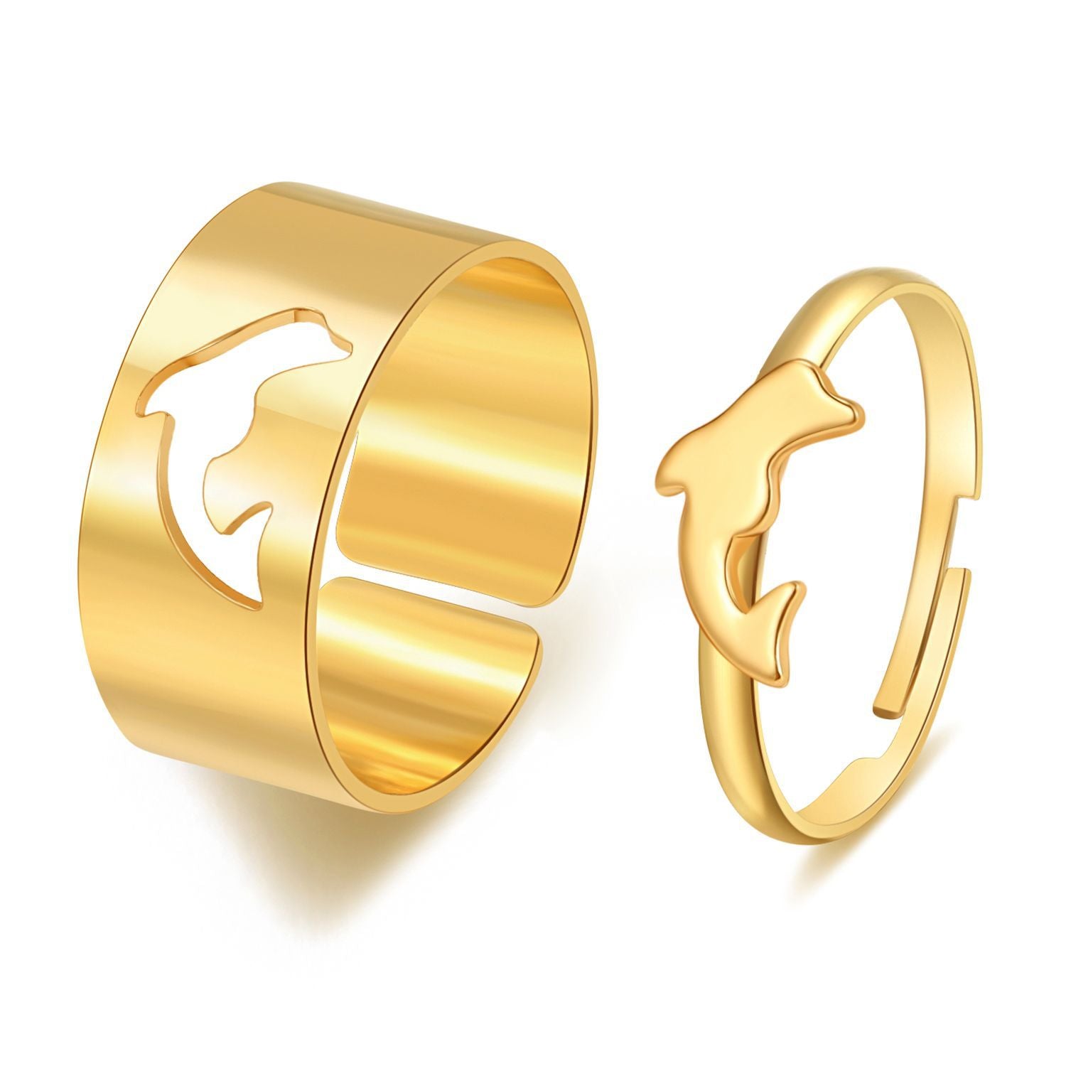 LATS Vintage Simple Animal Butterlfly Star Moon Heart Flame Open Rings for Women Girls Gothic Jewelry Punk Black Couple Ring Set - 99473