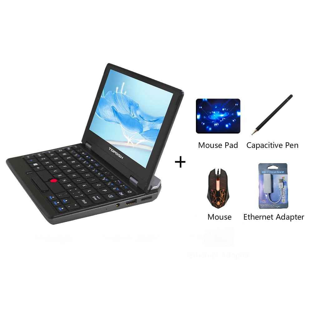 7 Inch Mini Laptop J4125 Notebook IPS Touch Screen Portable Netbook Win 10 Pro Mini PC Micro Computer Bluetooth 4.2 8G 1TB - China / Black / UK|J4125-8G-256G SSD