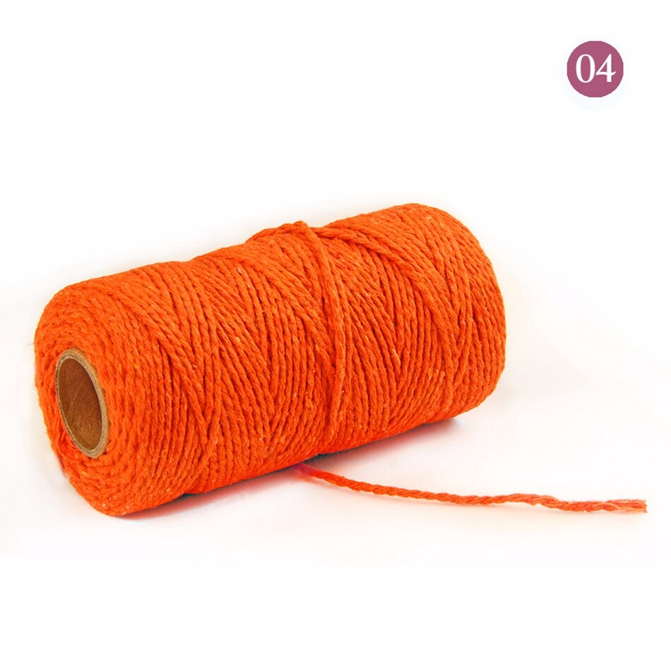 2mm 100M Colorful Thread Cord Handmade Crafts DIY Beige Twisted Cotton Macrame Cord Twine Rope String Home Textile Decoration - 04 Orange