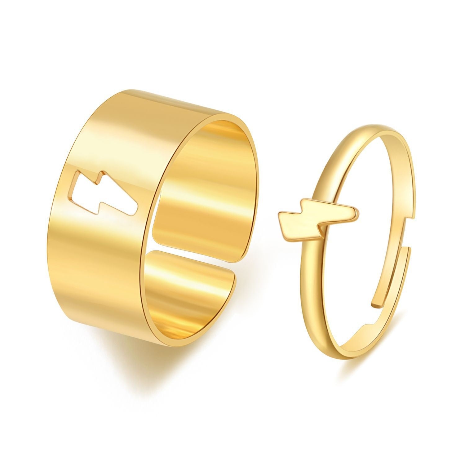 LATS Vintage Simple Animal Butterlfly Star Moon Heart Flame Open Rings for Women Girls Gothic Jewelry Punk Black Couple Ring Set - 99489
