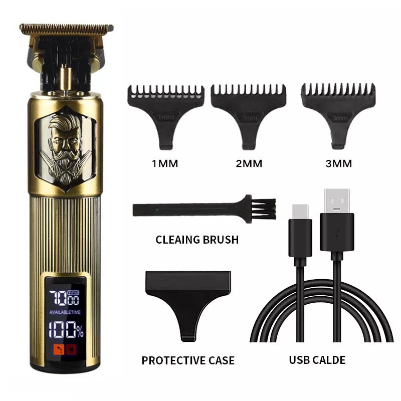 All Metal Vintage T9 Machine Women&#39;s Hair Clipper Hairdresser Professional Haircut Machine 0 Mm Nose and Ear Trimmer Finish Man - LCD Metal barber