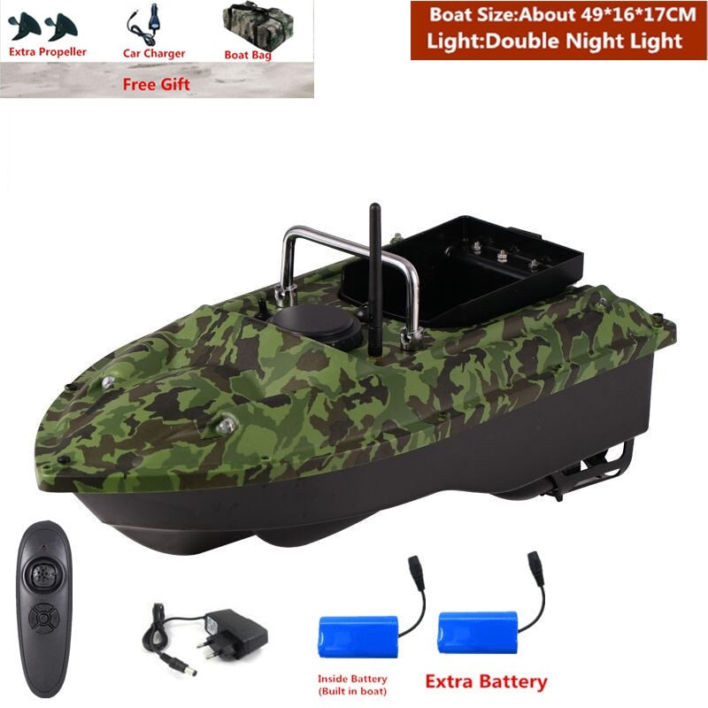 Smart Fixed Speed Cruise Radio Remote Control Fishing Bait Boat 1.5KG 500M Dual Night Light Lure Fishing RC Bait Boat Fishing - EU Plug 2 Battery 2 / Russian Federation