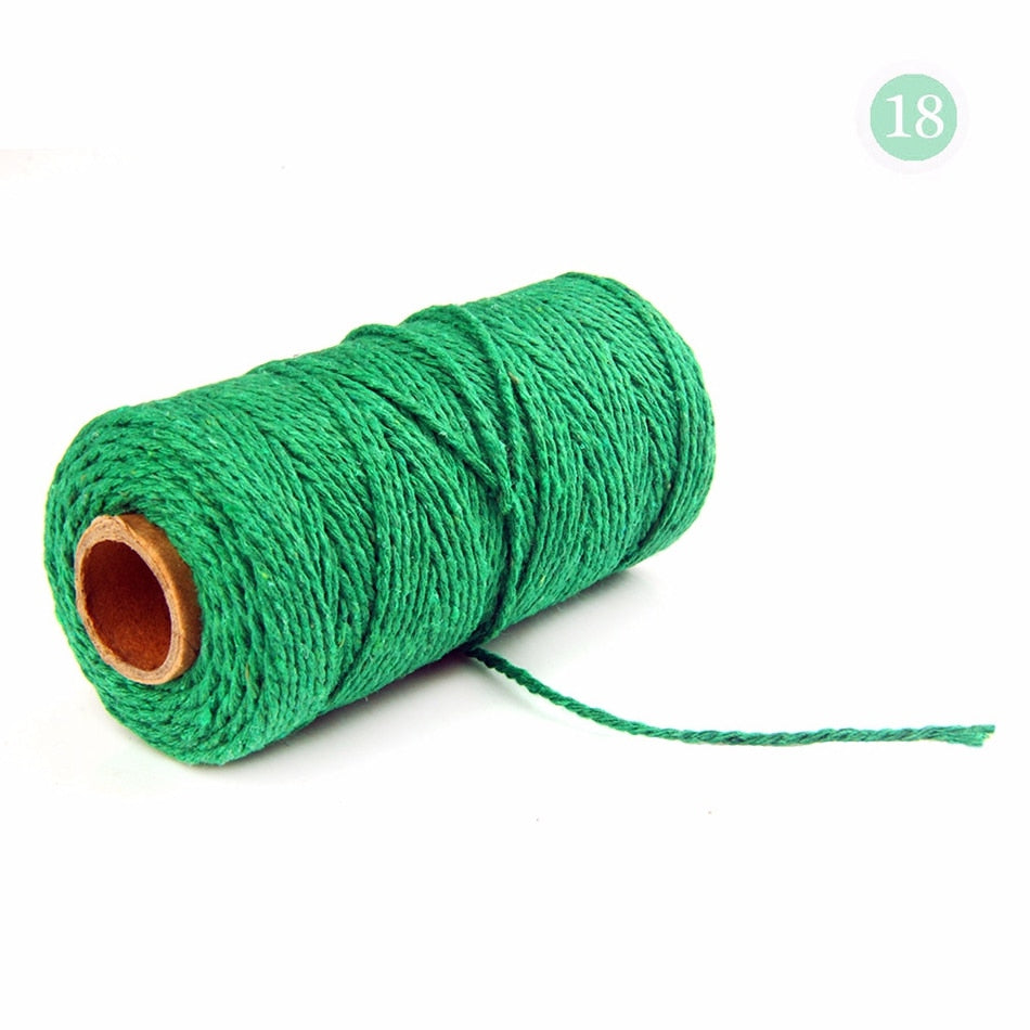 2mm 100M Colorful Thread Cord Handmade Crafts DIY Beige Twisted Cotton Macrame Cord Twine Rope String Home Textile Decoration - 18 Dark green