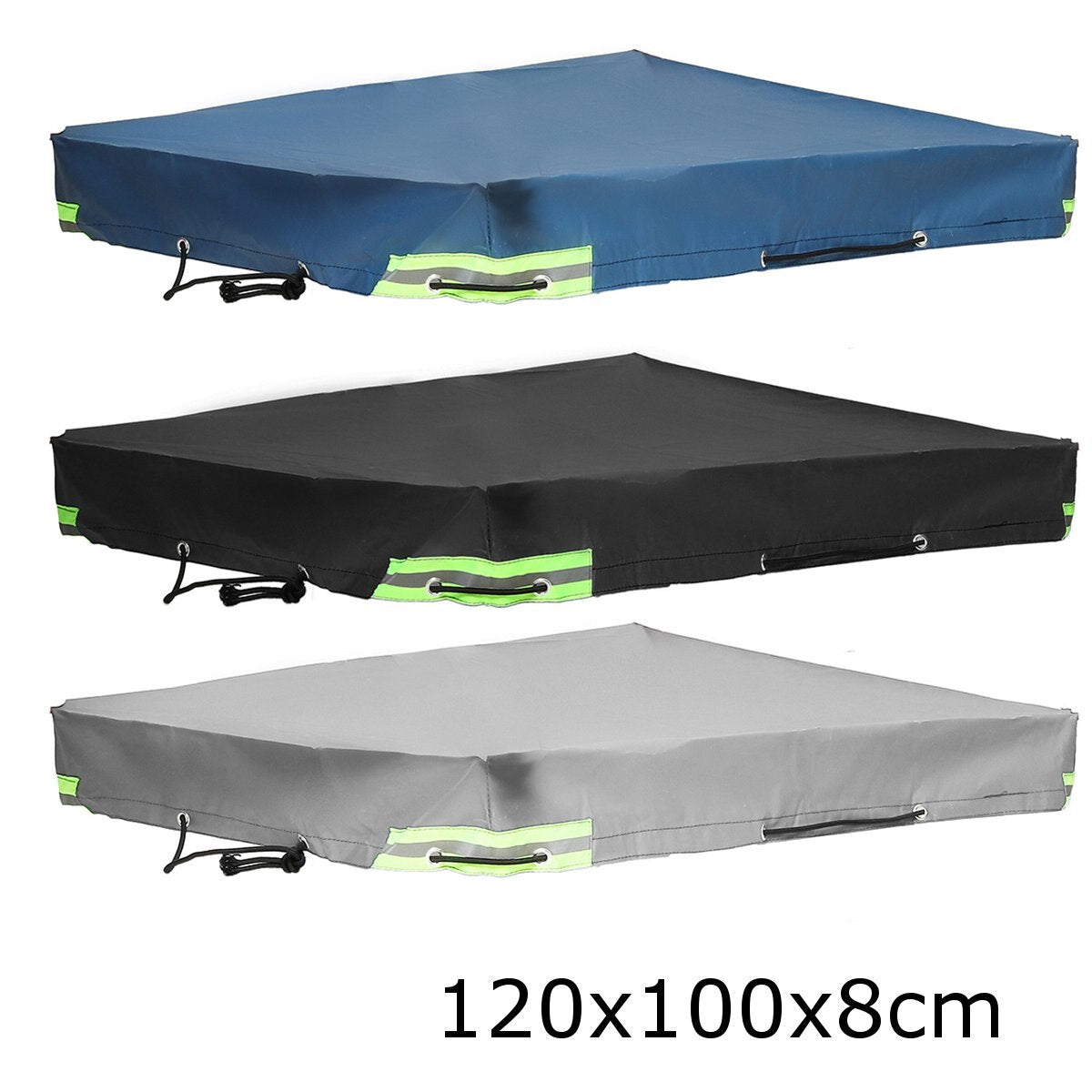 150-260cm Winter 600D Trailer Cover Auto Roof Tent Heavy Duty PVC Dustproof Waterproof Protector Cover Travel Camping Canopy - 120x100x8cm / black / CN