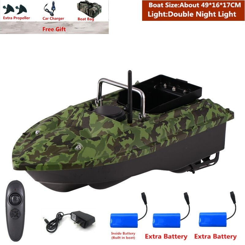 Smart Fixed Speed Cruise Radio Remote Control Fishing Bait Boat 1.5KG 500M Dual Night Light Lure Fishing RC Bait Boat Fishing - US Plug 3 Battery 2 / Russian Federation