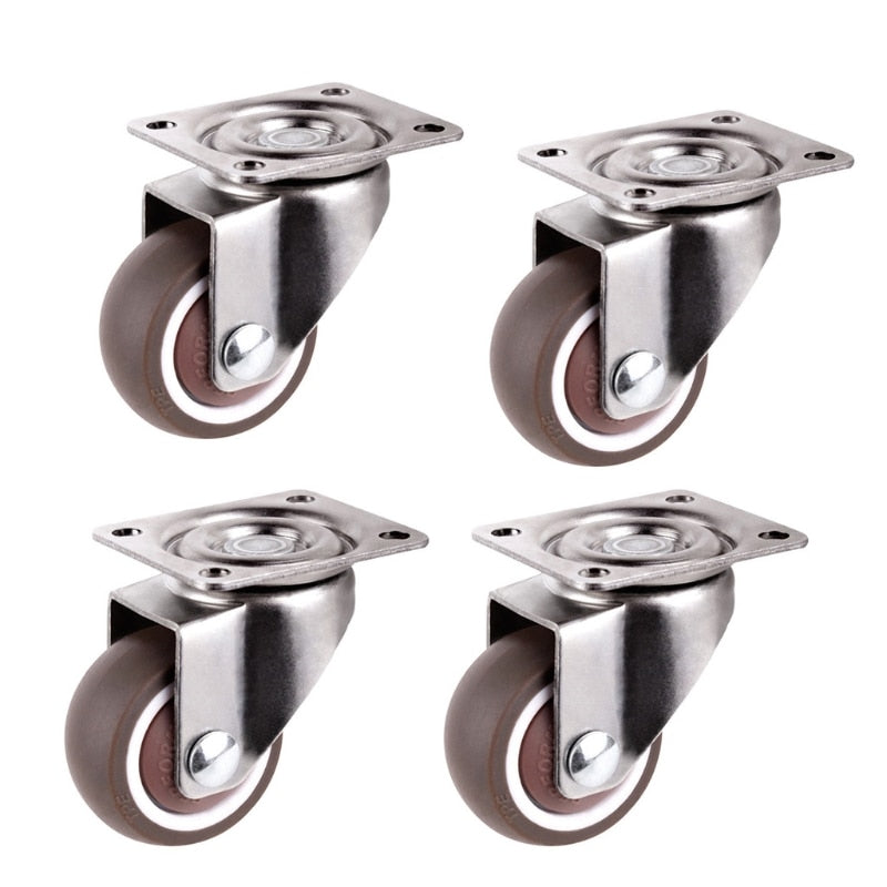 1.25/1.5/2 Inch 4 Pack Low Profile Casters Wheels Soft Rubber Swivel Caster with 360 Degree Top Plate Brake 8 Types - Red / 2