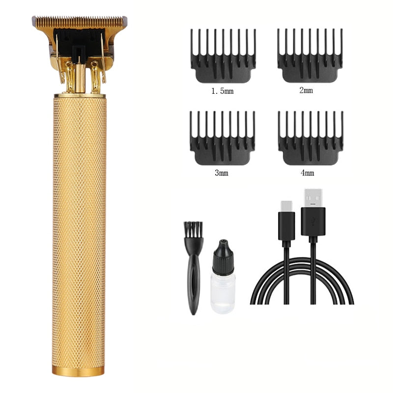 All Metal Vintage T9 Machine Women&#39;s Hair Clipper Hairdresser Professional Haircut Machine 0 Mm Nose and Ear Trimmer Finish Man - Metal  gold