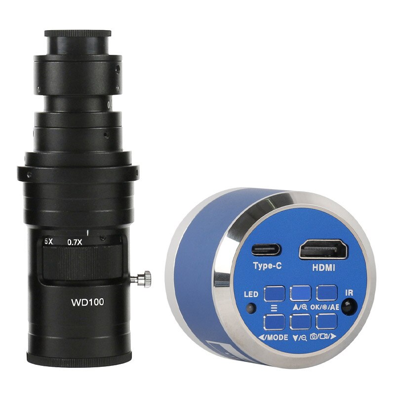 12MP 4K UHD HDMI Industry Video Microscope Camera Zoom Cmount Lens For Machine PCB Board CPU Repair Soldering Measurement - With 200X Lens