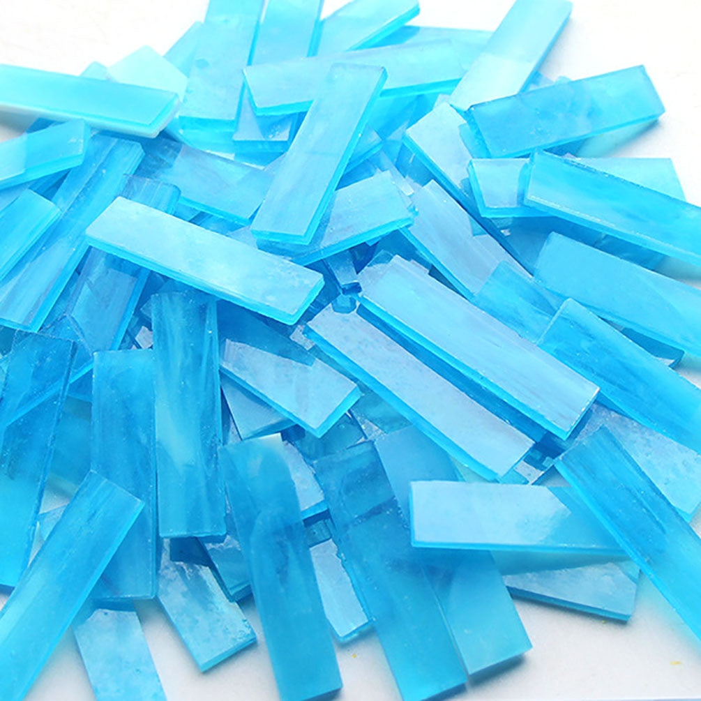 Mixed Color 1 X 4 Cm Square Stained Glass Strip Clear Glass Mosaic Pieces DIY Mosaic Tiles Hobbies Art Crafts Material 100g - 14