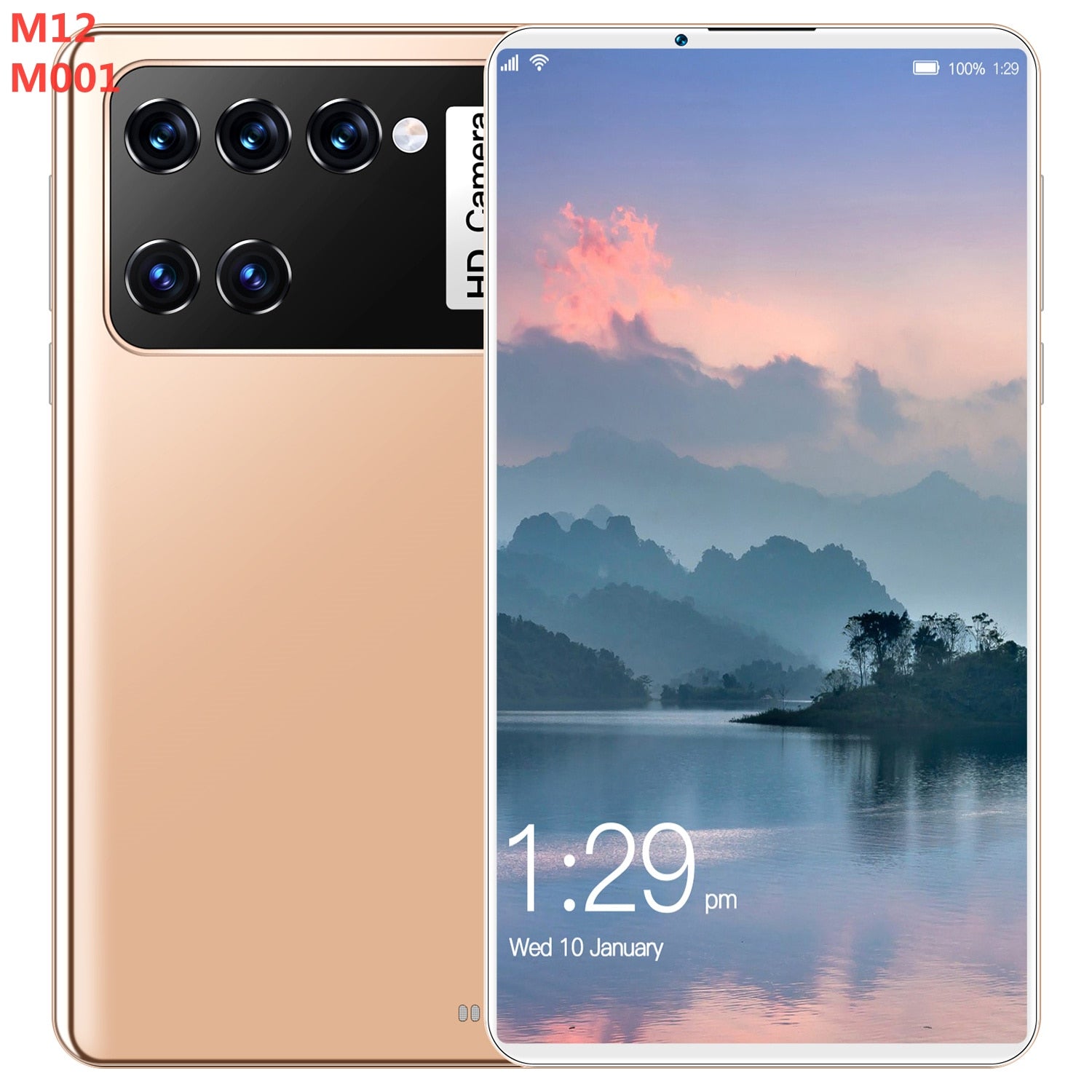 M12 Pad Tablet Android12 WPS Office 8 Inch 6GB RAM 128GB ROM 48MP 5G Deca Core Dual Sim GPS Send Keyboard Google Play Tablette - Golden / With Keyboard / US|CN