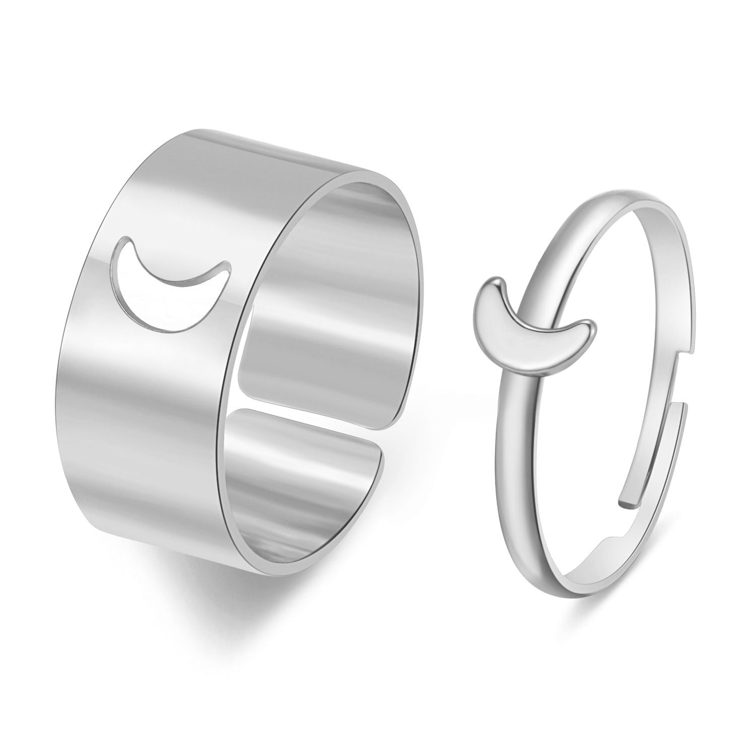 LATS Vintage Simple Animal Butterlfly Star Moon Heart Flame Open Rings for Women Girls Gothic Jewelry Punk Black Couple Ring Set - 99472