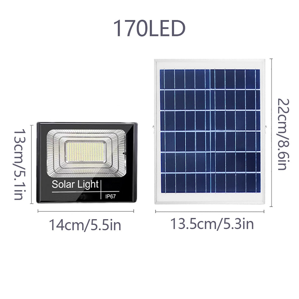 Solar LED Light Outdoor Solar Spotlights Garden House Remote Control Waterproof Flood Light Led Wall Lamp - 170LED