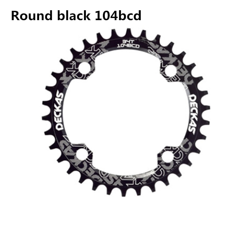 Deckas 104BCD Round Narrow Wide Chainring MTB Mountain bike bicycle 104BCD 32T 34T 36T 38T crankset Tooth plate Parts 104 BCD - black / 30T