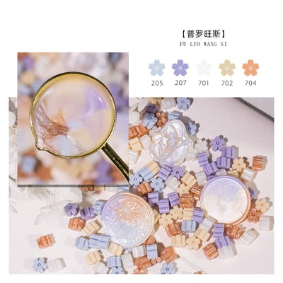 Mixed Glitter Sakura Wax Seal Stamp Beads DIY Cherry Blossom Sealing Bead Stamps Envelope Wedding Art Hobby Card Gift Invitation - D