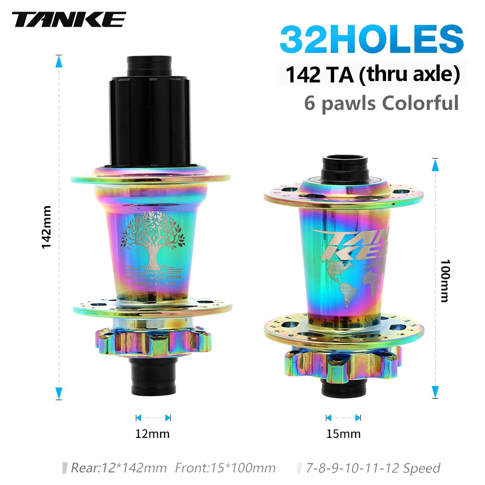 TANKE 32 36 holes MTB bike hub 6 pawls 6 bearing 120 clicks cassette flywheel 7-12 speed 6 nail disc brake hubs bicycle parts - 04 32H TA colorful / China