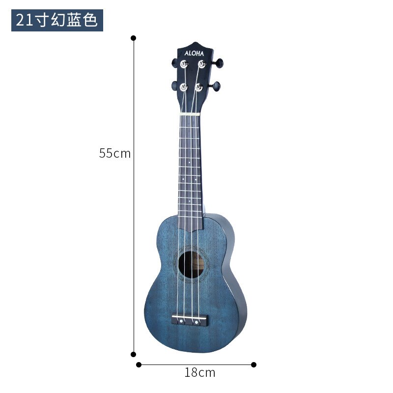 21/23 Inch Ukulele Soprano Beginner Ukulele Guitar Ukulele Mahogany Neck Delicate Tuning Peg 4 Strings Wood Ukulele - 21inch blue