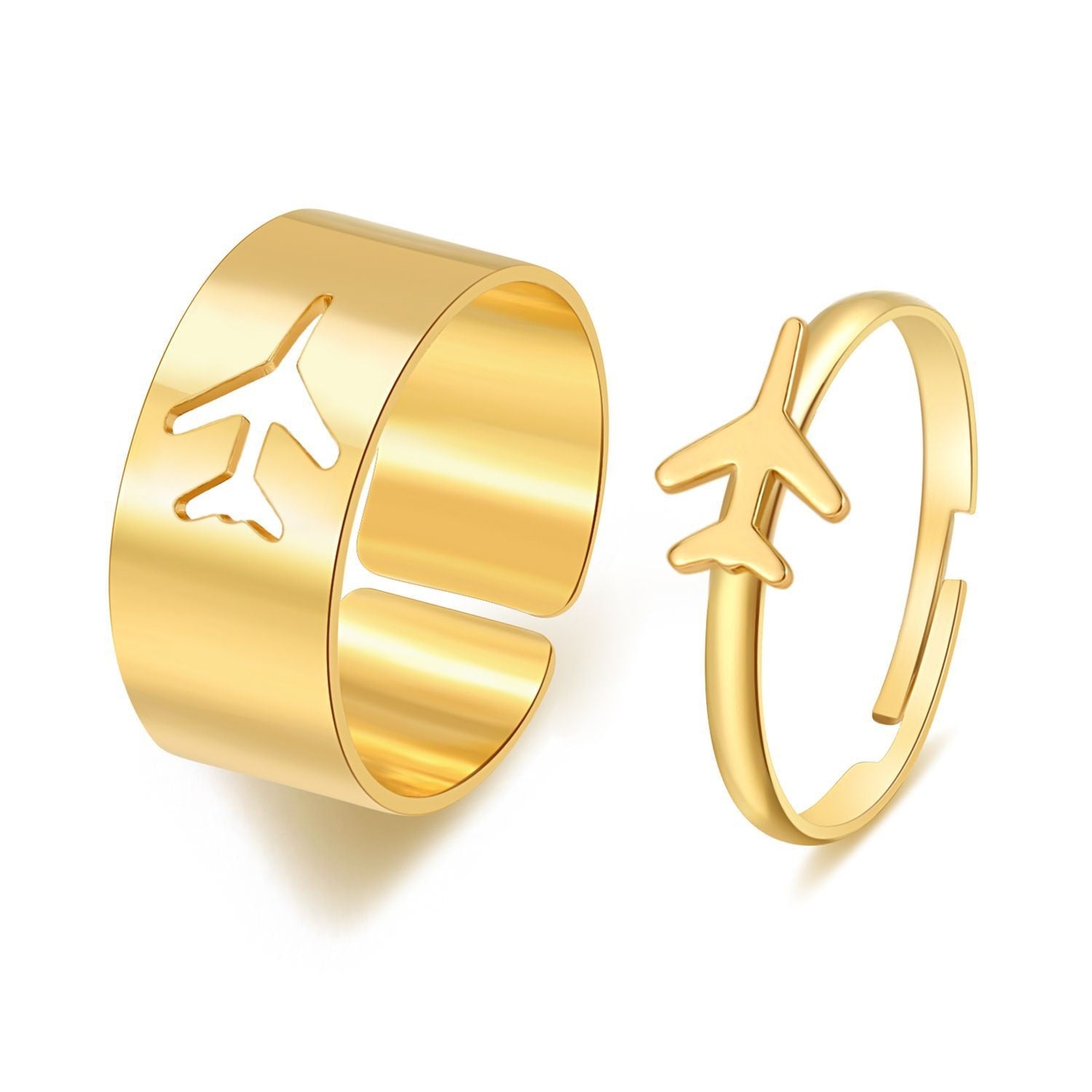 LATS Vintage Simple Animal Butterlfly Star Moon Heart Flame Open Rings for Women Girls Gothic Jewelry Punk Black Couple Ring Set - 99485
