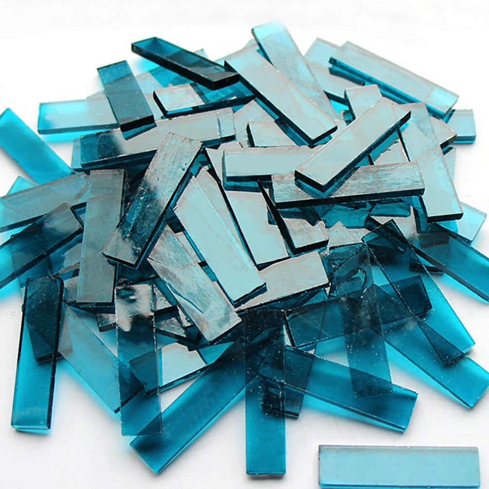 Mixed Color 1 X 4 Cm Square Stained Glass Strip Clear Glass Mosaic Pieces DIY Mosaic Tiles Hobbies Art Crafts Material 100g - 15