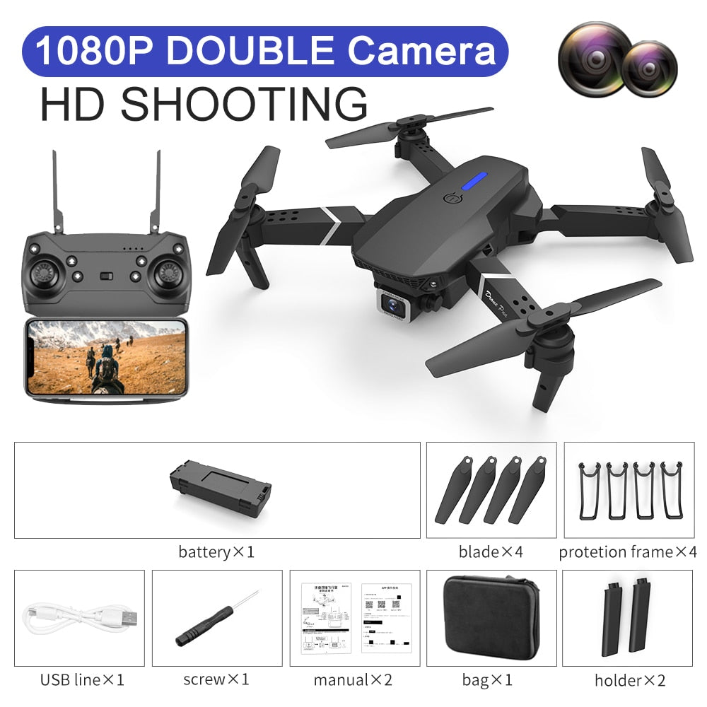 2021 NEW Drone 4k profession HD Wide Angle Camera 1080P WiFi fpv Drone Dual Camera Height Keep Drones Camera Helicopter Toys - 1080P-Dual camera-1B / Russian Federation