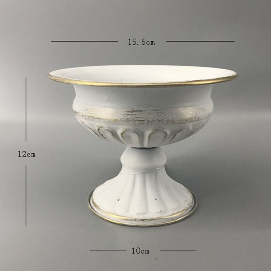 Vintage Metal Statue Vase Plant Pot Planter Flower Vase Table Dried Flower Home Centerpieces for Wedding,Party,Office Decor - Option 1-White